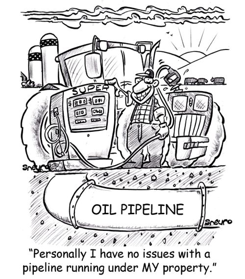 "Personally I have no issues with a pipeline running under my property."