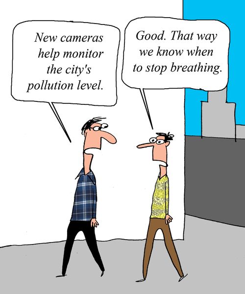 "New cameras help monitor the city's pollution level."