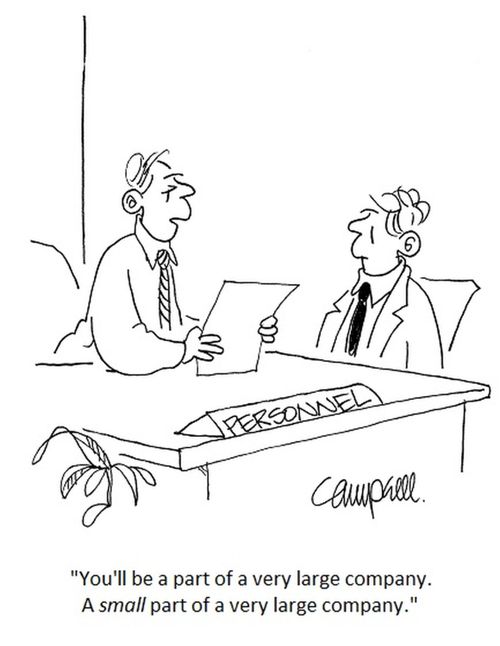 "You'll be part of a very large company. A small part of a very large company."