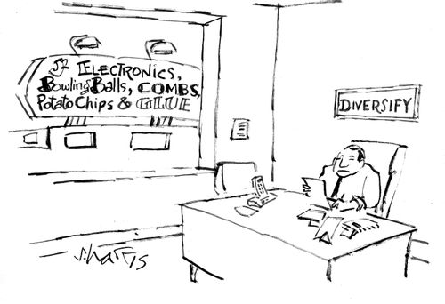 Diversify: Electronics, Bowling Balls, Combs, Potato Chips & Glue.