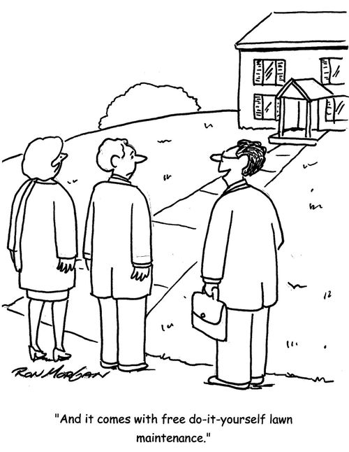 "And it comes with free do-it-yourself lawn maintenance." 