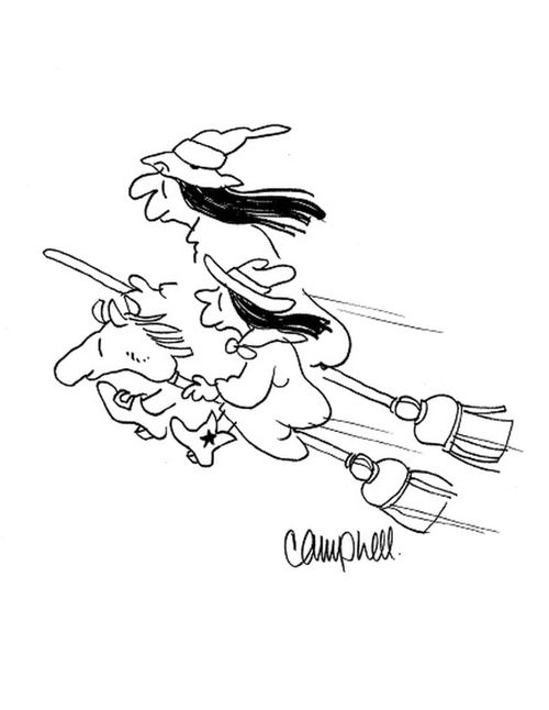 Llittle girl rising a stick horse. 