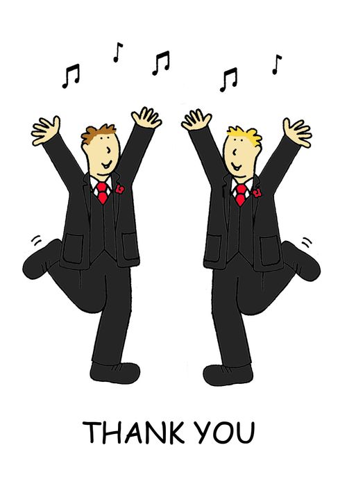Two grooms dancing.