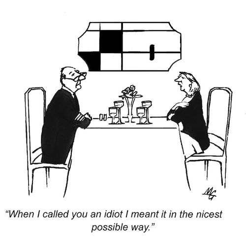 "When I called you an idiot I meant it in the nicest possible way."