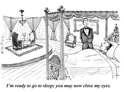 "I'm ready to go to sleep; you may now close my eyes."