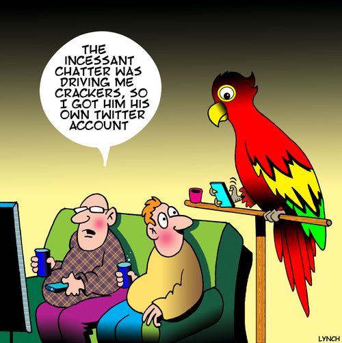 "The incessant chatter was driving me crackers, so I got him his own twitter account."