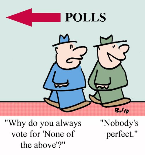 "Why do you always vote for 'None of the above'?"