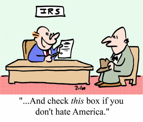 "...And check THIS box if you don't hate America."