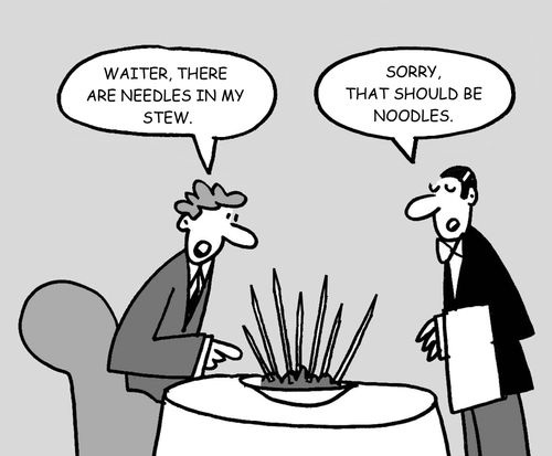 "Waiter, there are needles in my stew."