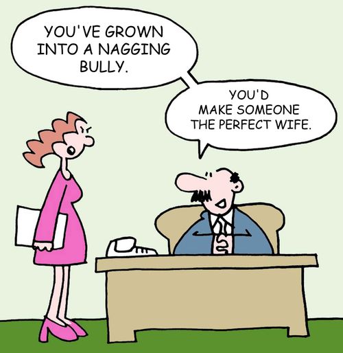 "You've grown into a nagging bully. . .You'd make someone the perfect wife."