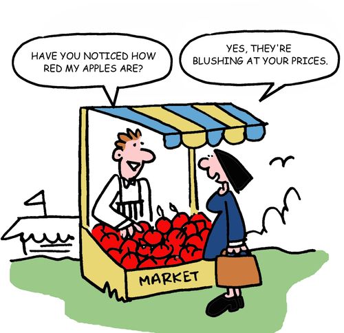 "Have you noticed how red my apples are?"