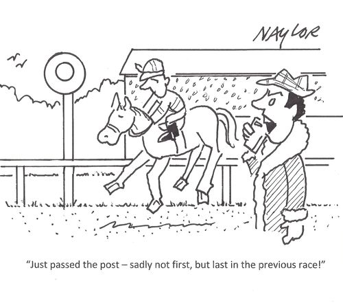 "Just passed the post - sadly not first, but last in the previous race!"