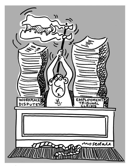Employer surrenders to case loads of workplace disputes and claims.