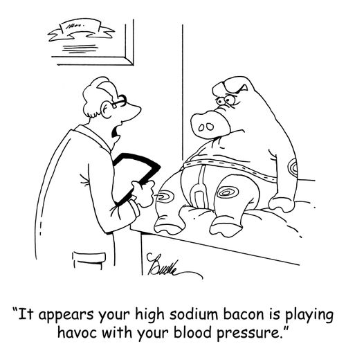 "It appears your high sodium bacon is playing havoc with your blood pressure."
