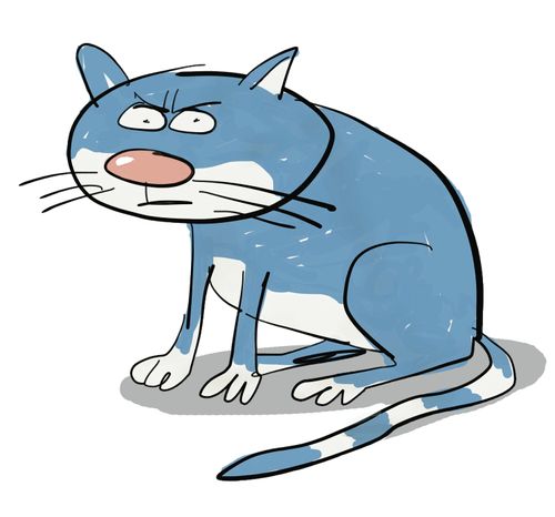 An annoyed blue cat