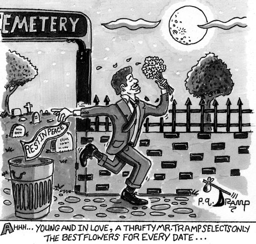 Ahhh...young and in love, a thrifty Mr. Tramp selects only the best flowers for ever date...