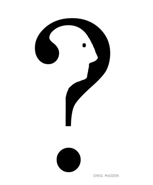 Question mark with face