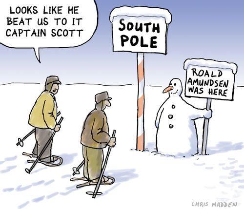 Captain Scott reaches the South Pole after Roald Amundsen