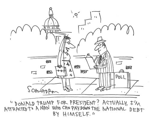 "Donald Trump for president? Actually, I'm attracted to a man who can pay down the national debt by himself."