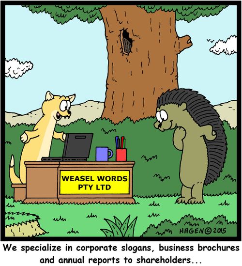 "We specialize in corporate slogans, business brochures and annual reports to shareholders..."