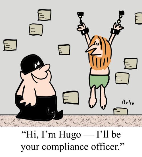 "Hi, I'm Hugo -- I'll be your compliance officer."