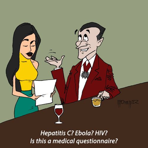 "Hepatitis C? Ebola? HIV? IS this a medical questionnaire?"