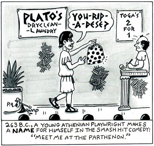 263 B.C., A young Athenian playwright makes a name for himself in the smash hit comedy: 'Meet meat the Parthenon.'