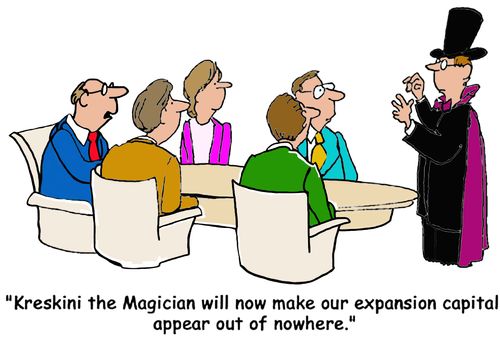 Business cartoon on the lack of expansion capital