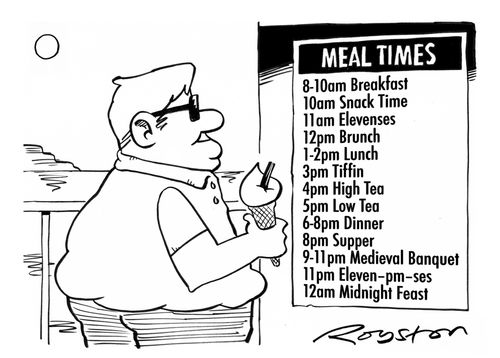 Man on holiday sees meal times listed every hour