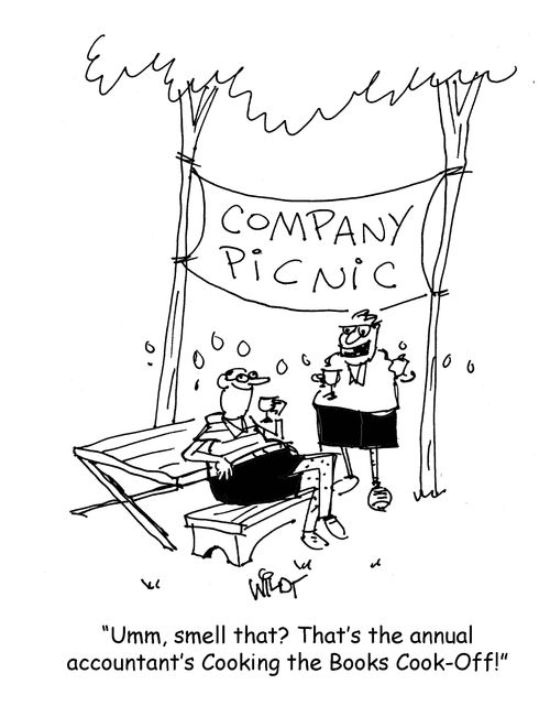 "Umm, smell that? That's the annual accountant's Cooking the Books Cook-Off."