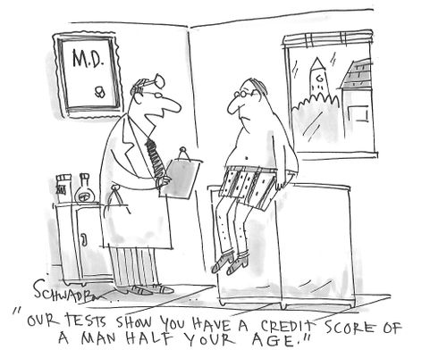 "Our tests show you have a credit score of a man half your age."