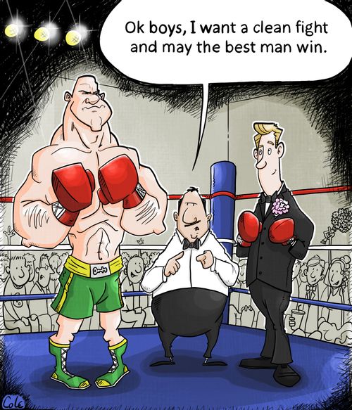 "Ok boys, I want a clean fight and may the best man win."