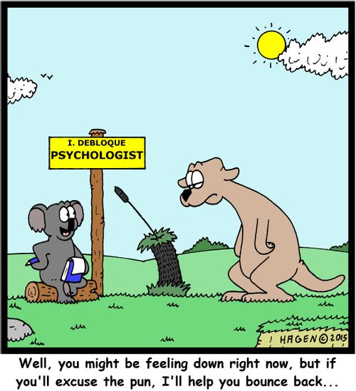 "Well, you might be feeling down right now, but if you'll excuse the pun, I'll help you bounce back..."