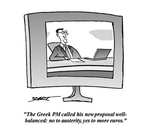 "The Greek PM called his new proposal well-balanced: no to austerity, yes to more euros."
