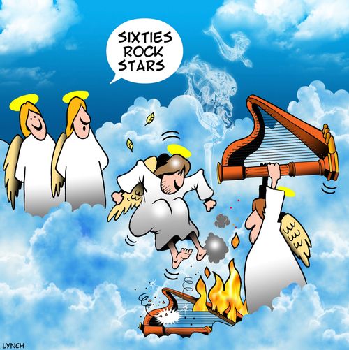 Sixties rock stars in heaven.