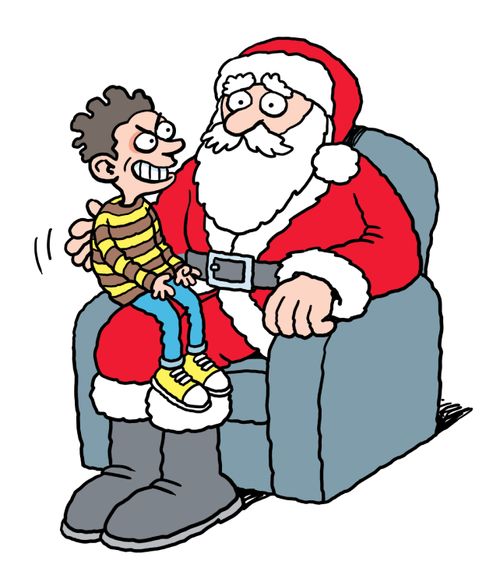Santa with naughty boy on lap