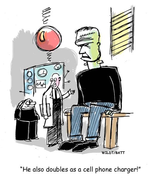 "he also doubles as a cell phone charger!"