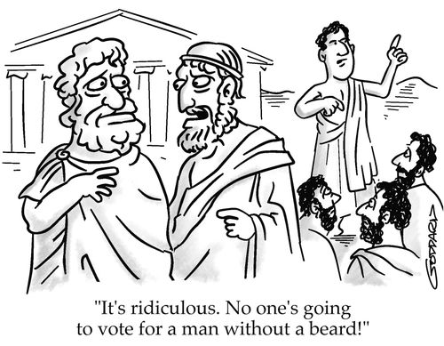 "It's ridiculous. No one's going to vote for a man without a beard!"