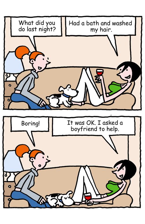 "Had a bath and washed my hair...It was ok. I asked a boyfriend to help."