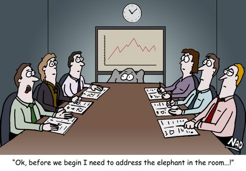 "OK, before we begin I need to address the elephant in the room...!"