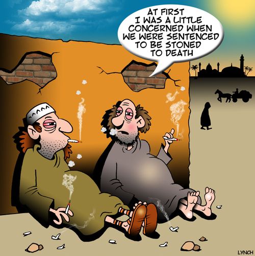"At first I was a little concerned when we were sentenced to be stoned to death."