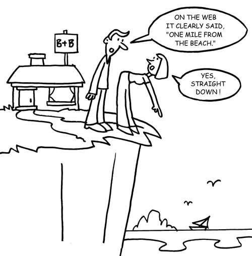 "On the web it clearly said, 'one mile from the beach'."