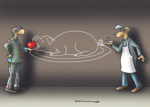 Hungry people draw their dinner.