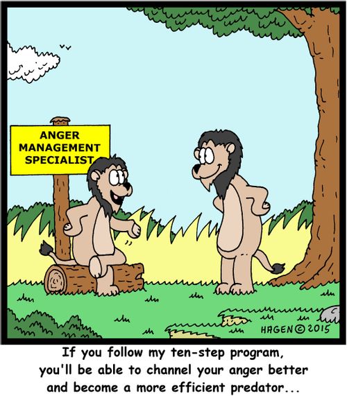 "If you follow my ten-step program, you'll be able to channel your anger better and become a more efficient predator..."