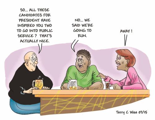 "So....all these candidates for president have inspired you two to go into public service?"