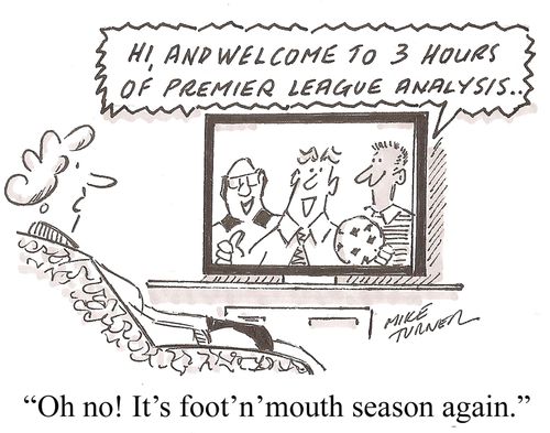 "Oh no! It's foot 'n' mouth season again."