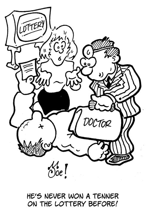 "He's never won a tenner on the lottery before!"