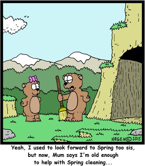 "Yeah, I used to look forward to Spring too sis, but now, Mum says I'm old enough to help with Spring cleaning..."