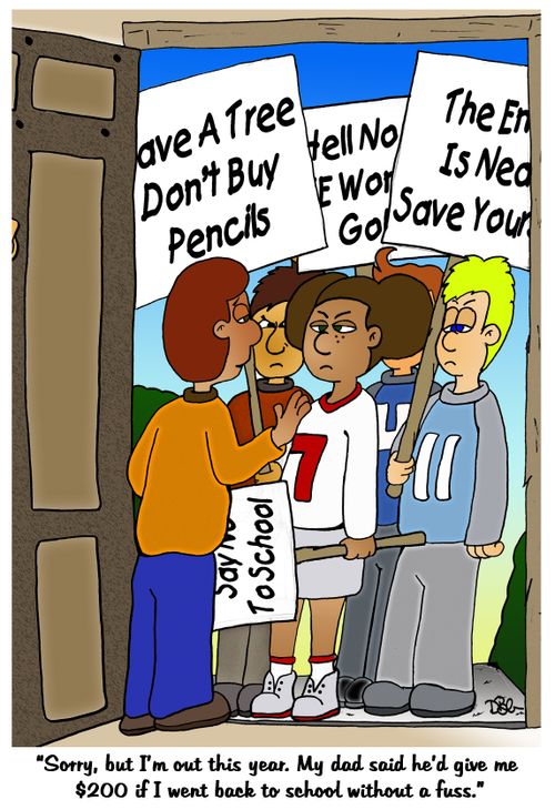 "Sorry, but I'm out this year. My dad said he'd give me $200 if I went back to school without a fuss."