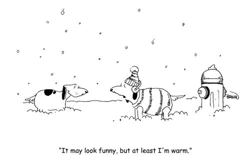 "It may look funny, but at least I'm warm."